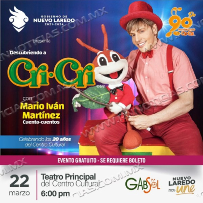 Gobierno Municipal invita a  "Descubriendo a Cri Cri" en el Centro Cultural de Nuevo Laredo