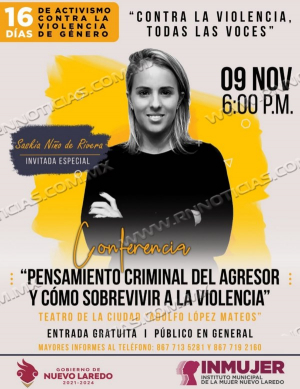 PRESENTAR&Aacute; INMUJER CONFERENCIA DE SASKIA NI&Ntilde;O DE RIVERA
