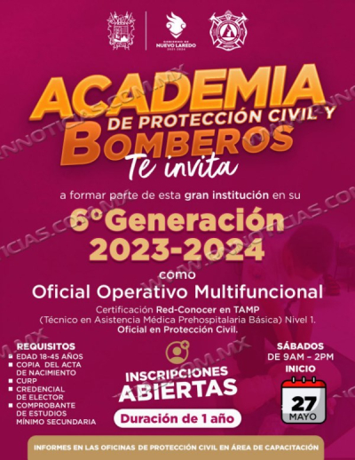 Abren convocatoria para la Academia de Protecci&oacute;n Civil y Bomberos