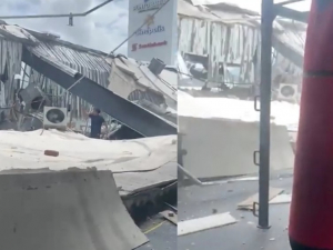 Buscan vidas humanas en gimnasio colapsado en Colima