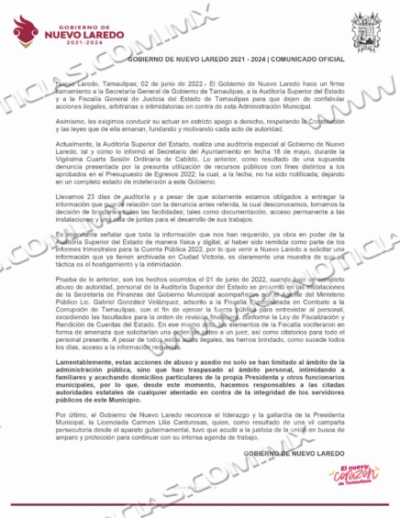 VIOLENTA AUDITOR&Iacute;A DEL ESTADO Y FISCAL&Iacute;A &nbsp;A MUNICIPIO DE NUEVO LAREDO