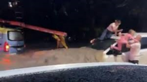 Hombre rescata a ni&ntilde;a atrapada en una camioneta durante inundaci&oacute;n