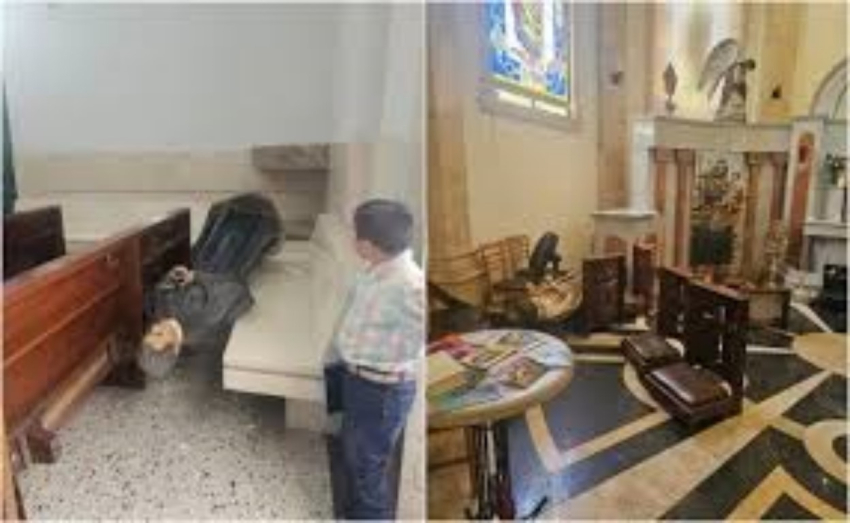 Hombre vandaliza iglesia en plena misa; destrozó santos y vírgenes
