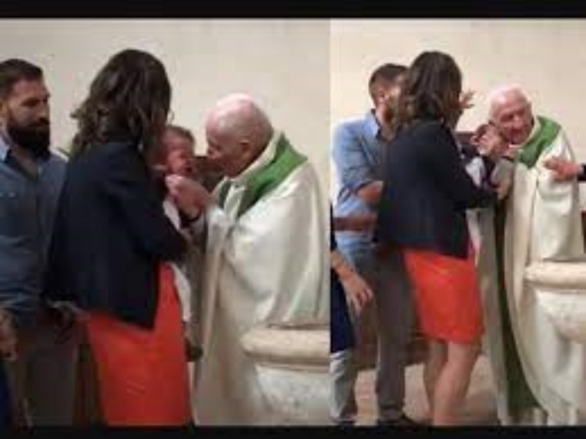 Sacerdote enfurece y da tremenda cachetada a beb&eacute;
