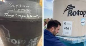 Yucatecos amarran y ponen nombre a los tinacos ante llegada de Beryl