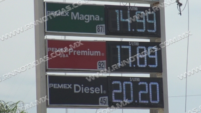 A la alza precio de la gasolina y di&eacute;sel en Nuevo Laredo