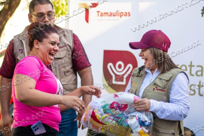 Contin&uacute;a entrega de paquetes alimenticios en los 43 municipios de Tamaulipas