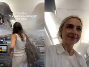 Extra&ntilde;a lluvia dentro de un avi&oacute;n se vuelve viral