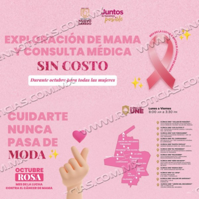 GOBIERNO MUNICIPAL PROMUEVE CAMPA&Ntilde;A GRATUITA DE PREVENCI&Oacute;N CONTRA EL C&Aacute;NCER DE MAMA