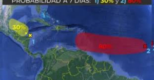 SMN vigila dos zonas de baja presi&oacute;n con posibilidad de desarrollo cicl&oacute;nico