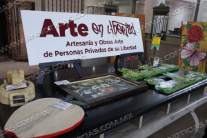 Exponen en Banco Longoria pinturas y artesan&iacute;a de internos del CEDES