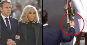 Emmanuel Macron es ignorado por su esposa al bajar del avión en Reino Unido