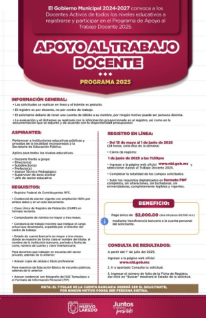 GOBIERNO MUNICIPAL MANTIENE ABIERTO REGISTRO PARA PROGRAMA DE ‘APOYO AL TRABAJO DOCENTE’