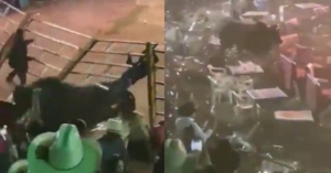 Toro de monta embiste a p&uacute;blico en jaripeo; reportan 15 lesionados