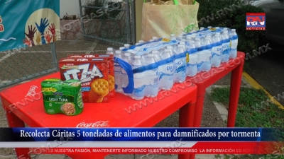 VIDEO Recolecta C&aacute;ritas 5 toneladas de alimentos para damnificados por tormenta