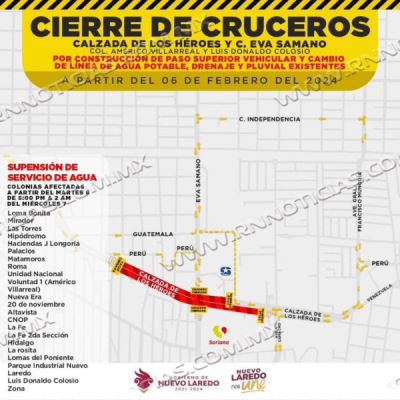 Cierre de Vialidad y Suspensi&oacute;n de Agua en Calzada de los H&eacute;roes por Trabajos de Puente Vehicular