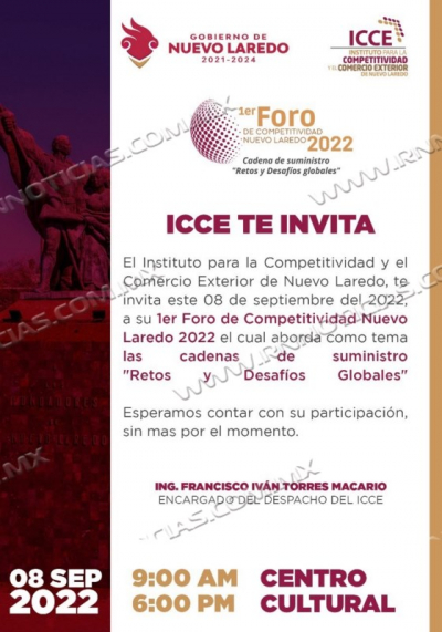 INVITA ICCE A FORO DE COMPETITIVIDAD NUEVO LAREDO 2022