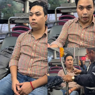 Joven paga doble pasaje en transporte Publico para su mochila.