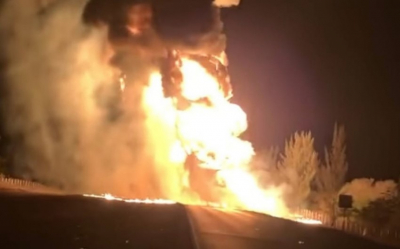 Pipa con combustible se incendia en el puerto industrial de Altamira