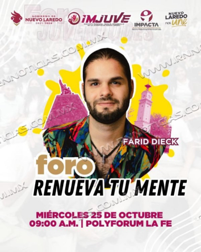 TODO LISTO PARA FORO &ldquo;RENUEVA TU MENTE&rdquo; CON FARID DIECK; INVITA ALCALDESA A J&Oacute;VENES NEOLAREDENSES