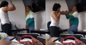 Captan momento en que alumno golpea a maestro en Universidad de Hidalgo; el joven asegura que el docente se estaba burlando de él