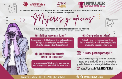 INMUJER INVITA A PARTICIPAR EN LA CONVOCATORIA PARA LA EXPOSICI&Oacute;N FOTOGR&Aacute;FICA &ldquo;MUJERES Y OFICIOS&rdquo;