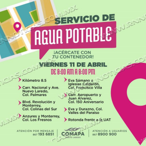 EXHORTA COMAPA A ALMACENAR AGUA ANTE SUSPENSIÓN DE SERVICIO POR TRABAJOS DE MANTENIMIENTO