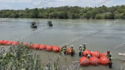 Instalaci&oacute;n de boyas acu&aacute;ticas en el r&iacute;o Bravo son de riesgo para migrantes