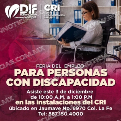 INVITA DIF A FERIA DEL EMPLEO PARA PERSONAS CON DISCAPACIDAD
