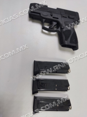 GUARDIA NACIONAL Y ADUANAS DETIENEN A EXTRANJERO CON ARMA DE FUEGO Y TRES CARGADORES CON CARTUCHOS EXPANSIVOS