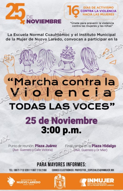 Marcha "Contra la Violencia Todas las Voces": INMUJER invita a la Movilizaci&oacute;n en Conmemoraci&oacute;n del D&iacute;a Internacional de la Eliminaci&oacute;n de la Violencia contra la Mujer