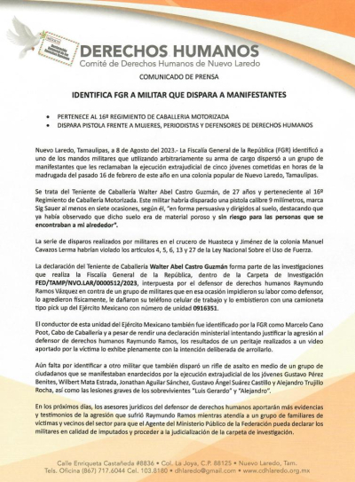 IDENTIFICA FGR A MILITAR QUE DISPARA A MANIFESTANTES