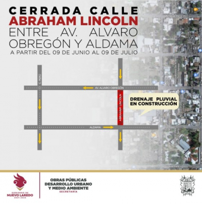 Cerrar&aacute;n por un mes calle Lincoln entre Obreg&oacute;n y Aldama