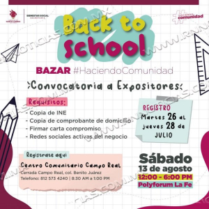 CONVOCAN A EMPRENDEDORES LOCALES A SER PARTE DEL BAZAR &ldquo;BACK TO SCHOOL&rdquo;