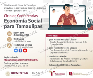 Secretar&iacute;a de Desarrollo Econ&oacute;mico anuncia ciclo de conferencias "Econom&iacute;a Social para Tamaulipas"